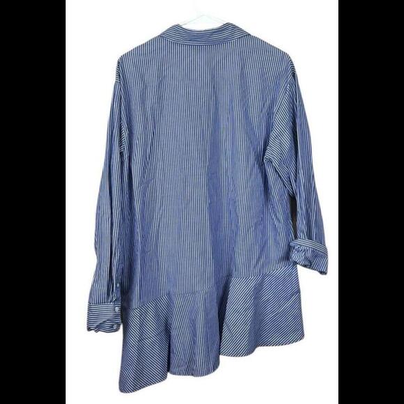 Veronica Beard Gilda‎ Asymmetrical Striped Poplin Shirt Size 10 - Picture 2 of 4